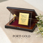 [뽀르띠] 24K 0.3g 순금열쇠 골드바 크리스탈 플레이트 상패 어버이날 부모님 선물 감사패 행운 황금열쇠 1 미니 꽃 GML014 : 뽀르띠