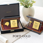 [뽀르띠] 24K 0.3g 순금열쇠 골드바 크리스탈 플레이트 상패 어버이날 부모님 선물 감사패 행운 황금열쇠 1 미니 꽃 GML014 : 뽀르띠