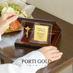 [뽀르띠] 24K 0.3g 순금열쇠 골드바 크리스탈 플레이트 상패 어버이날 부모님 선물 감사패 행운 황금열쇠 1 미니 꽃 GML014 : 뽀르띠