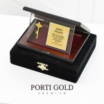 [뽀르띠] 24K 0.3g 순금열쇠 골드바 크리스탈 플레이트 상패 어버이날 부모님 선물 감사패 행운 황금열쇠 1 미니 꽃 GML014 : 뽀르띠