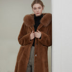 라벨르by신영모피 사가&폭스 후드 리버시블 무스탕 가죽 여성 겨울아우터 에코퍼 하프 코트 : 유디스토어