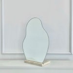 가구샘 정형 탁상 거울 받침대 세트 H5864 화장거울 책상거울 미니거울 탁상거울 물결거울 : 머니3레드