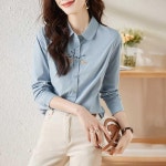 여성블라우스 가을 상큼 자수 긴팔 셔츠 오피스룩 블라우스 k25 : 심쿵직구