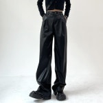 애니율 여성 가을 겨울 와이드 가죽 바지 G7085 : 애니율