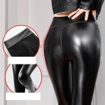 애니율 여성 빅사이즈 슬림핏 기모 가죽 바지 G7089 : 애니율