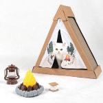 펫트리움 오두막텐트스크래쳐 1P1G-011-01 골판지,조립부-브라운,커튼-아이보리 1EA : 오피스디포MRO