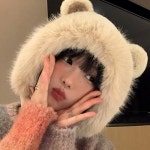 곰돌이바라클라바 풍성한 퍼 귀덮는 모자 : 헬씨리빙