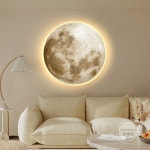 LED 달 액자 조명 장식 거실 카페 침실 보름달 무드등 50cm - 플러그인 + 리모컨 스위치 : 샛별배송대행