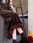 애니율 여성 가을 겨울 벨벳 밴딩 롱 스커트 G7401 : 애니율