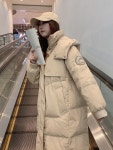 애니율 여성 겨울 오버핏 후드 롱 패딩 G7503 : 애니율