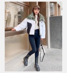 애니율 여성 겨울 오버핏 후드 숏 패딩 G7502 : 애니율