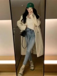 애니율 여성 겨울 숄카라 모직 롱 코트 G7659 : 애니율