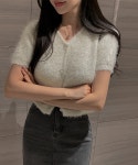 [핑크-당일발송] 마르뜨 솔잎퍼반팔 cardigan : 세컨드세컨