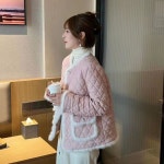 다바럽 여성 루즈핏 밍크 누빔 퀼팅 가디건 자켓 아우터 빅사이즈 : 다바럽