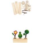 목공 체험 만들기 꽃 선인장 나무 우드바 입체 화분 DIY 5p 놀이교실 : MIMONE