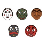 MDF 한국 전통 탈 형상 학습 색칠 놀이 키링 만들기 5개 DIY키트 학원 : MIMONE