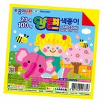 유치원 돌봄 교실 종이접기 100매 20색 양면 색종이 : 럭키상점