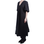 가니 24SS 여성 포플린 브이넥 롱원피스 블랙 F8826 099 : FABSTYLE