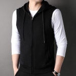 남자 조끼 캐주얼 오픈 가디건 봄가을 스포츠 민소매 후드 집 업 자켓 BE3 : 베스트20포엘