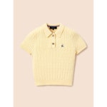 [BEANPOLE KIDS] [Essential] 여아 면 케이블 T칼라 반소매 니트 스웨터  옐로우 (BI4251GE1E) : 빈폴키즈