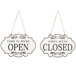 화이트 우드 OPEN CLOSED 영업 안내판 오픈 클로즈 카페 식당 매장 가게 문패 : 멜럽