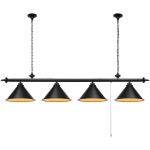 mirrea 71 in 당구장 테이블 라이트Pandent Light Fixture 4 Lights on Pendant 라이트Matte Black Shade : D G E N T