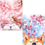 핀투 플라스틱 직쏘 퍼즐 2개 묶음 - 300개 벚꽃 사쿠라 고양이와 시바 H2462+H2463 : 달라스유니콘