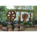 원목 물레방아 연못 물소리 분수대 조형물 인공폭포 직경 1.8m 세트 : COZY-SMILE