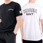 쿨링 해군 ROKN 로카 반팔티 검정 - 군인반팔 로큰 로카티 수영장 물놀이 스포츠웨어 트레이닝 기능성 커플티 헬스장 피지컬 단체복 반티... 