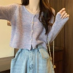 보라색가디건 롱 가디건 데일리 빈티지 루즈핏 오피스룩 : 팩트셀러