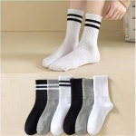 6종세트 고탄력 긴양말 인기 데일리 남녀공용 중목 무지3종 두줄3종 : 위 유미