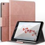 auaua aua 케이스 for iPad 9th 8th 7세대 10 2인치 2021 2020 2019 출시 펜슬 홀더 비건 가죽 오토 슬립 웨이크 스마트 커버 핑크... 