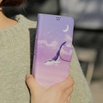 5G 스카이달빛 퀀텀 A33 A32 갤럭시 사피아노 달빛고래 다이어리 파스텔달빛 케이스 : 와글지글