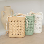 가죽 짜임 미니 크로스백 핸드폰가방 여성 흰색 화이트 데일리 네트백 : 드리다 DRIDA