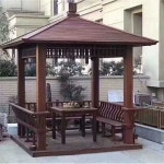 야외정자 가보제 오두막 방부목 옥상 파고라 나무정자 2.6m정사각형타일파빌리온과바닥테이블 : 포동마트