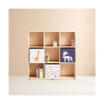 H6357 3단 9칸 고무나무 낮은책장 1color : 명가리빙