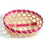 한과바구니 송편바구니 대나무떡바구니원형 바구니 분홍띠 바구니 송편바구니 만들기용품 : 서치플레이스7