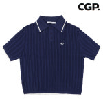 코드그라피 여성 WAVE 심볼 케이블 반소매 카라 니트 CBDUWKS004 NY : 쇼힝 리테일