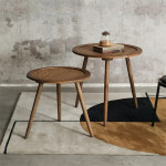 원형 티테이블 거실 가구용 아메리칸 레트로 나무 커피 테이블 등나무 표면 소파 사이드 라운드 발코니 코너 : 엠엔제이02