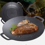 통주물 코팅그리들팬 야외캠핑 삼겹살불판 원형고기 전골팬 무쇠그릴팬 : 구스상회