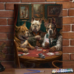 그림 DIY  초현실적 개 놀이 포커 숫자 예술 문화 디지털 수제 성인 어린이 선물 벽 장식 : 엠제이에스상사