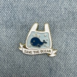 CQY184 환경보호뱃지 노 비닐 해양 바다 고래 동물 보호 브로치 뱃지 빼지 : 토크모스토어