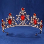 파티 웨딩 액세서리 헤드피스 크리스탈 바로크 티아라 헤어 크라운 미인 레드 대회 쥬얼리 신부 여성 : 커넥트89