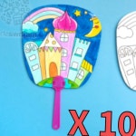 궁전 그림 여름 종이부채 만들기 색칠하기 10개 유아만들기세트 수업 : 파트너젠
