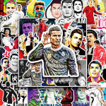 축구 선수 우리형 호날두 캐리커쳐 빅사이즈 방수 스티커 세트 : 토크모스토어