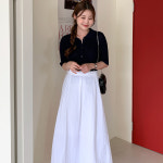 산디로 뒷밴딩 허리 버클 플리츠 롱 스커트-4color : Lindashop