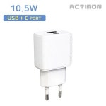 엑티몬 10.5W C포트+USB포트 가정용 충전기 케이블 미포함 MON-TC7-10W-CU-W : 진스점빵