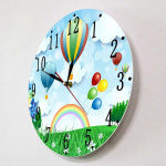 2024 공기 풍선 만화 디자인 벽 시계 아이 방 조용한 비 똑딱 거리는 프린팅 인쇄 봄 풍경 보육 아트 장식 : 고고무역