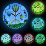 2024 공기 풍선 만화 디자인 벽 시계 아이 방 조용한 비 똑딱 거리는 프린팅 인쇄 봄 풍경 보육 아트 장식 : 고고무역