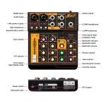 IKGE Mini4 금속 인터페이스 오디오 믹서, DJ 콘솔 믹서, 블루투스 5.0, 48V 팬텀 파워, 스튜디오, 웹캐스팅, PC 녹음 : 아로니아 스토어